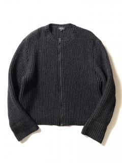 90's A.P.C. Collarless Zip-up Knit CHARCOAL MADE IN FRANCE