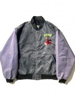 90's BROADWAY Nylon Stadium Jacket STONE GRAY/LAVENDER