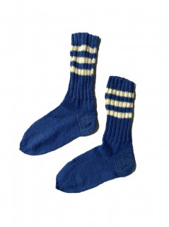 Line Design Knit Socks BLUE