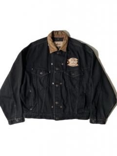 90's i D Leather/Black Denim Switch Design Tracker Type Jacket