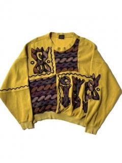 90's santa fe Design Knit MUSTARD