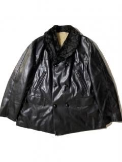 70's PIGEON VOYAGEUR  PVC Car Coat BLACK