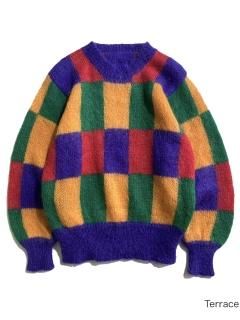 80's Panel Pattern Mohair Knit