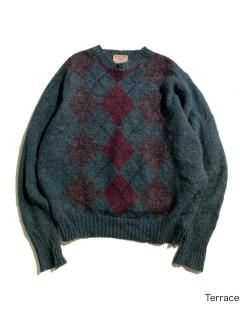 80's WOODWARD SHOP Shetland Wool Argyle Knit MADE IN IRELAND
