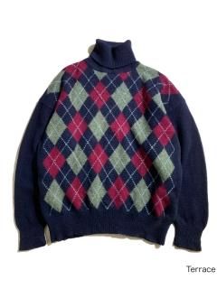 90's Argyle Turtleneck Wool Knit