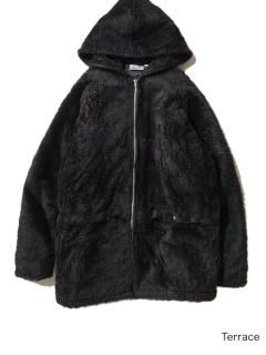 90's gem Fur Hooded Coat BLACK MADE IN U.S.A.