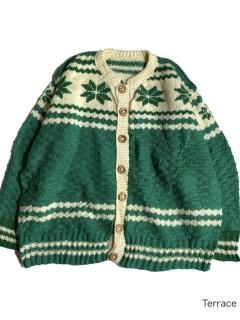 80's Snow Pattern Hand Knit Cardigan