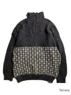 80's Euro Half-zip Hi-neck Knit