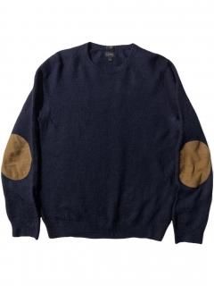 J.CREW Elbow Patch Merino Wool Knit NAVY