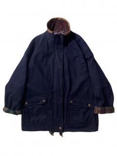 90's OTELLO PELLE Melton Half Coat NAVY