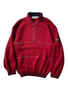 90's TRONCI Stand Collar Half-zip Knit RED MADE IN ITALY