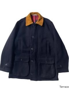 80's~90's Hibbett Euro Melton Half Coat NAVY MADE IN ENGLAND