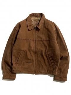 90's GETS INTERNATIONAL CO LTD Nubuck Leather Hand Stitch Zip-up Jacket