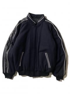 90's DEAD STOCK CANADA SPORTSWEAR Melton/Leather Stand-Collar Stadium Jacket MADE IN CANADA