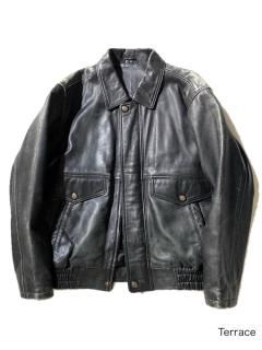 STATUE OF LIBERTY NEW YORK A-2 Type Leather Jacket BLACK