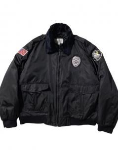 90's SILVER HAWK SECURITY Nylon Padding Jacket BLACK