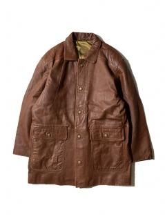 90's GIANNI VALENTINO French Leather Half Coat REDDISH BROWN
