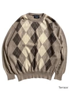 100% Cashmere Argyle Knit MADE IN ITALY 