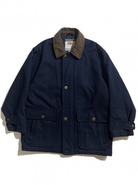 90's PRACT STUDIO Melton Half Coat NAVY 