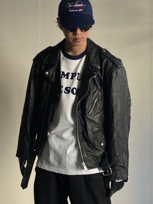 80's BERTO LUCCI Leather Riders Jacket BLACK - Lemontea Online Shop