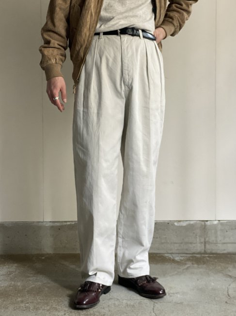 90's Polo by Ralph Lauren ANDREW PANT 2Intuck Chino Trousers WHITE 