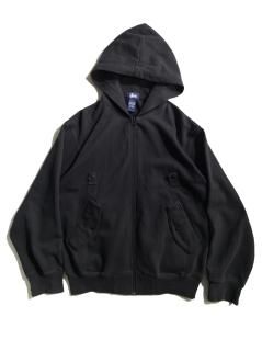 90's OLD STUSSY Zip-up Parka BLACK