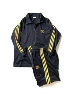 80's adidas Track Jacket & Pants Set up BLACK/YELLOW