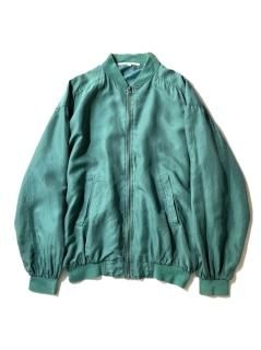 90's PERRY ELLIS Silk Zip-up Blouson GREEN