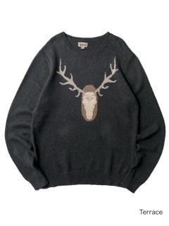 1901 Deer Design Cotton Knit CHARCOAL