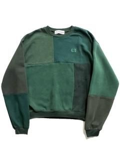 B DENIM Patchwork Sweat GREEN MADE IN U.S.A.