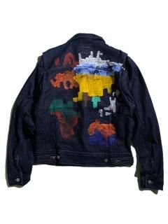 90's Calvin Klein Jeans Painted Tracker Type Denim Jacket MADE IN U.S.A.