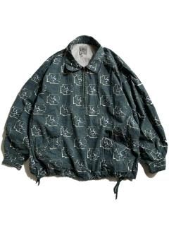 90's PLATOON Flower Pattern Halo-zip Cotton Pullover