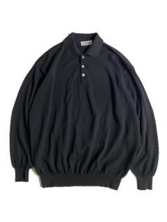 80's LEO ROSSI Cotton Knit Polo BLACK MADE IN ITALY