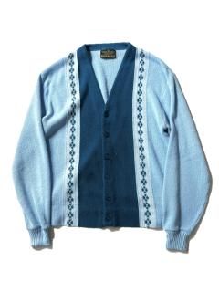 60's Sears Acryl Design Cardigan SKY BLUE/CYAN BLUE