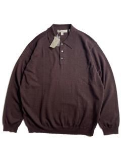 90's DEAD STOCK PRONTO UOMO Merino Wool Knit Polo BROWN