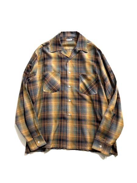 GENERAL Ombre Check 100% Rayon Open Collar Shirt BROWN - Lemontea