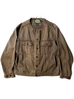 90's Cabela's Collar Less Tracker Type Denim Jacket BROWN