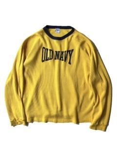 90's OLD NAVY Lnger Thermal YELLOW/NAVY MADE IN U.S.A.