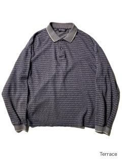 80's KNIHTSBRIDGE Geometric Pattern Cotton Knit Polo