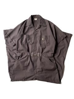 70's Cotton/Polyester S/S Flare Jumpsuit CHOCOLATE