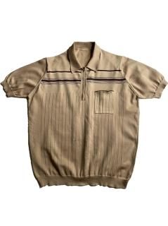 80's Euro Half-zip Polyester Knit Polo BEIGE