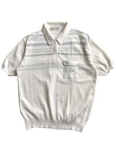 80's Euro Half-zip Polyester Knit Polo WHITE