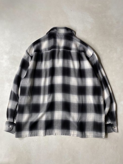 GENERAL Ombre Check 100% Rayon Open Collar Shirt BLACK - Lemontea