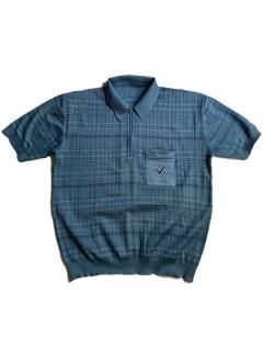 80's Euro Half-zip Polyester Knit Polo SMOKY BLUE