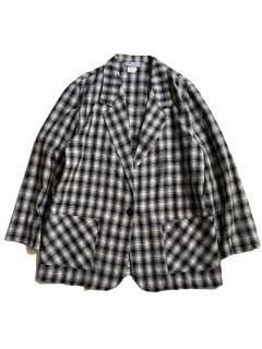 90s Willow Bay Ombre Check Rayon/Linen Relax Tailored Jacket MADE IN U.S.A.