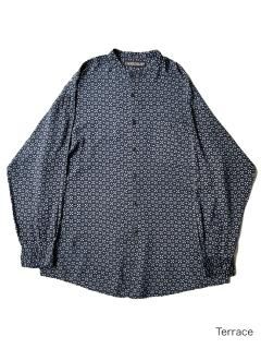 90's Band collar Geometric Rayon Shirt