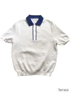 80's Euro 2tone Acrylic Summer Knit Polo