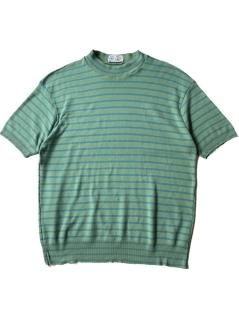 70's Castleford Ban-lon Border Mock-neck Knit Tee XL