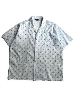 90's Euro Geometric Pattern Cotton S/S Open Collar Shirt