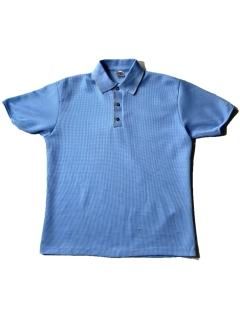 80's Euro TREVIRA Polyester Summer Knit Polo SAX